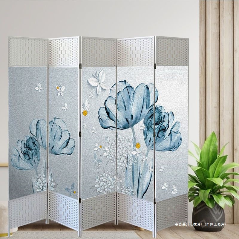 Chinese Screen Partition Wall Living Room Bedroom Entrance Office Study White Screen Folding Mobile Living Room Hotel