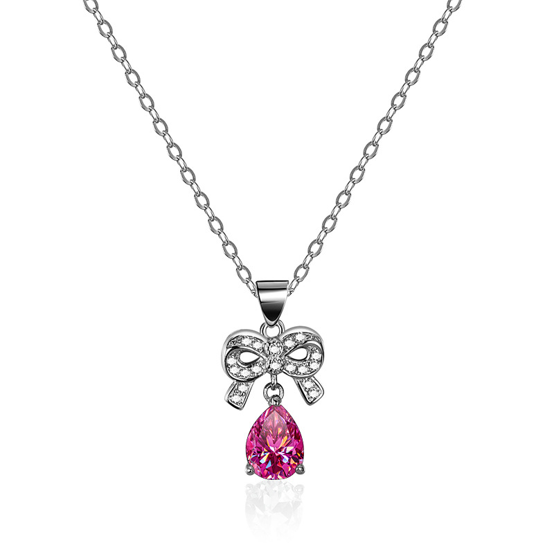 Collar de diamante de Mosan colgante de plata esterlina femenina un quilate de cadena de gota de agua geométrica cadena clavícula al por mayor pequeño libro rojo exclusivo