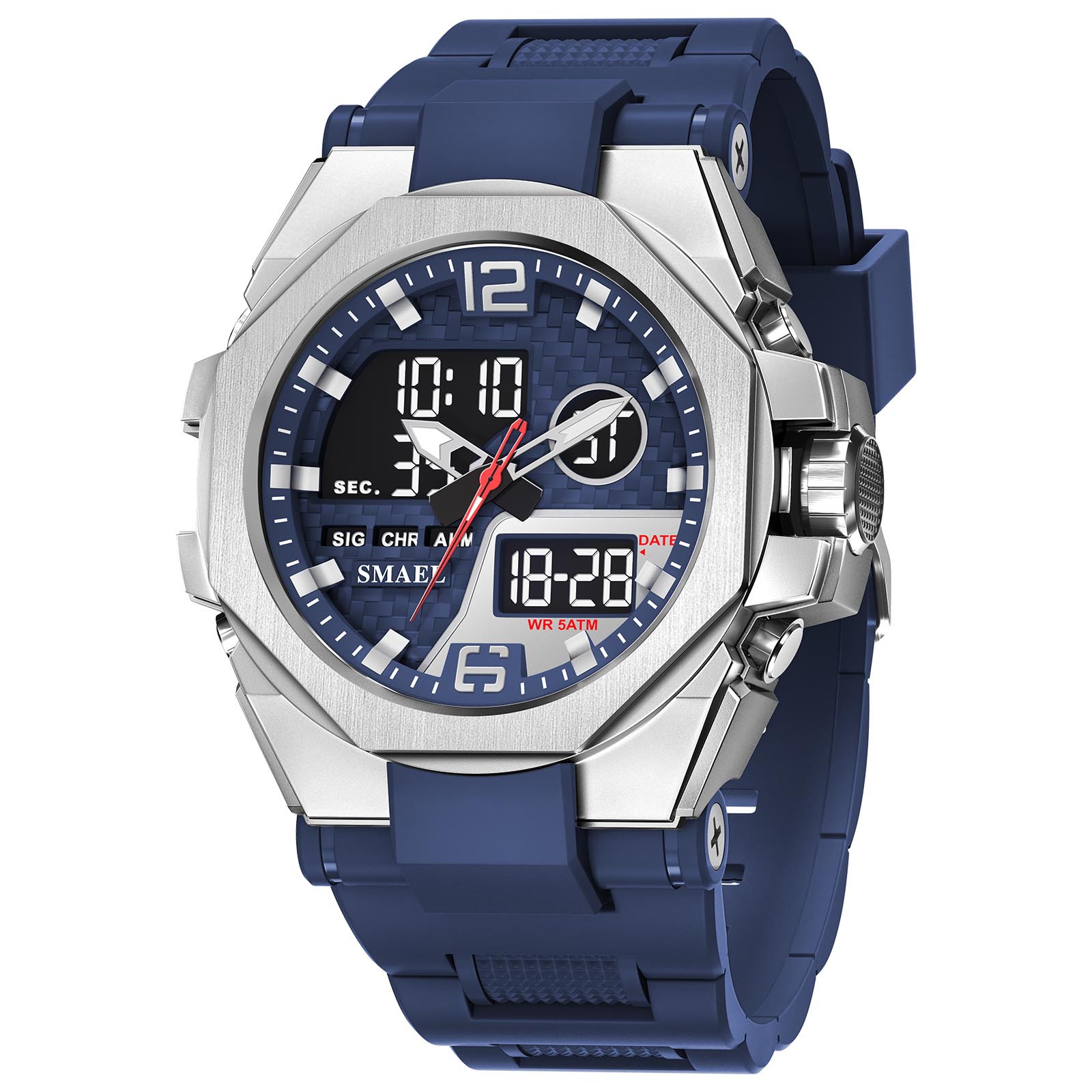 SMAEL Smaller tendencia al aire libre aleación táctica doble reloj de pulsera nocturna impermeable doble reloj electrónico 8103
