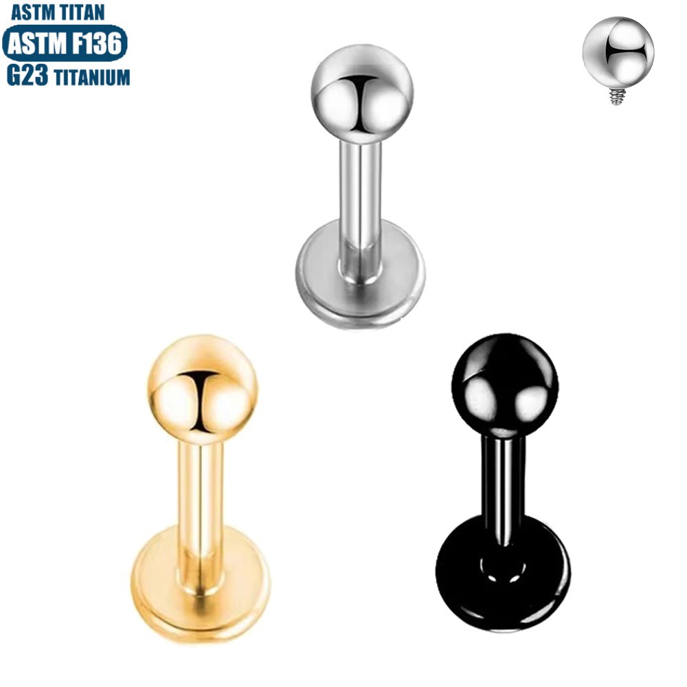 G23 Titanium Alloy Lip Stud with Zircon Gem Inner Spiral Threading Lip Ring Earring Body Piercing Jewelry detail image 11