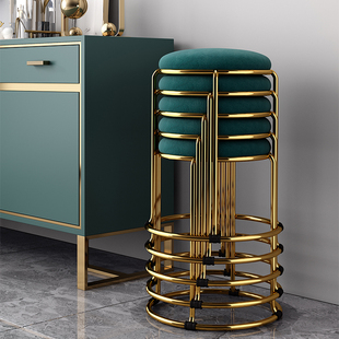 Light Luxury Household Stool, Simple Modern Storage Bench, Fashionable Internet Celebrity Makeup Nordic Round Stool, Stackable Dining Table Stool