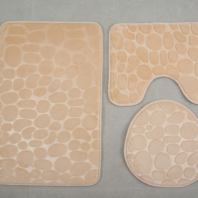 Transfronterizo Amazon 3D Pebble inodoro de tres piezas baño absorbente alfombra de piso baño antideslizante alfombra de piso esponja