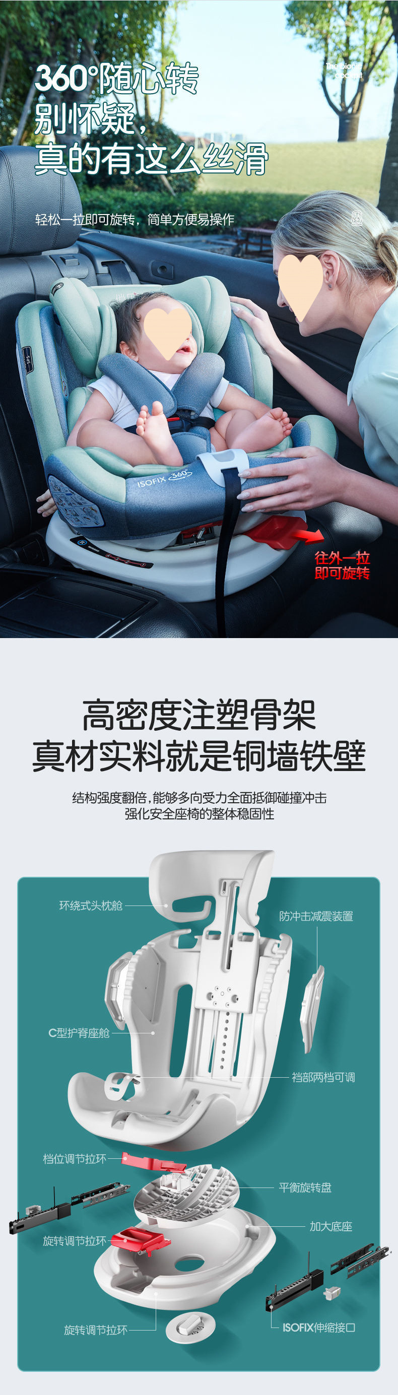 Child Car Seat for Babies, 360-Degree Rotating, Simple and Portable Seat, Universal Model for Infants