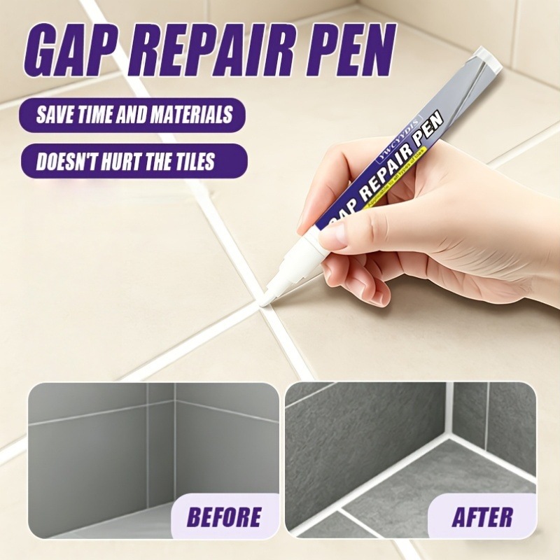 In-stock white tile grout pen for kitchen and bathroom wall tile repair, waterproof and moisture-proof, for repairing blackened floor tiles, easy grout repair