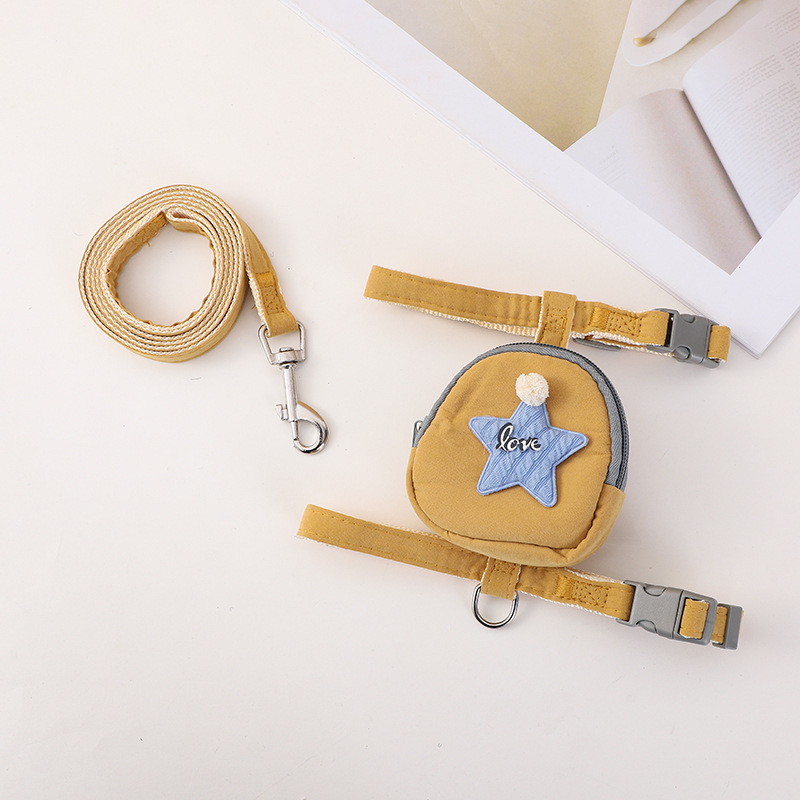 Coleira para cachorro e gato com estrela do mar fofa, colete, mochila, bolsa escolar para atividades ao ar livre, suprimentos para animais de estimação_voghion.com