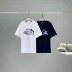 北家潮牌夏カップル純綿半球半袖運動新tシャツゆるい通気性丸首プリント上着