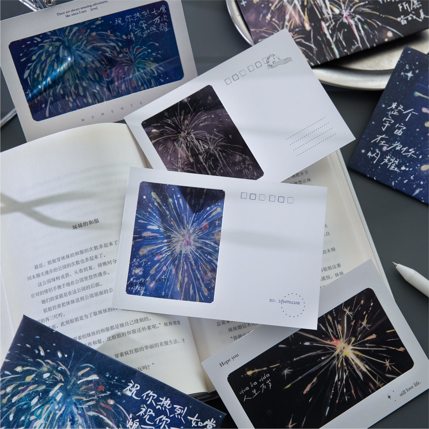 Tarjetas de felicitación de tinta y sobre de tinta