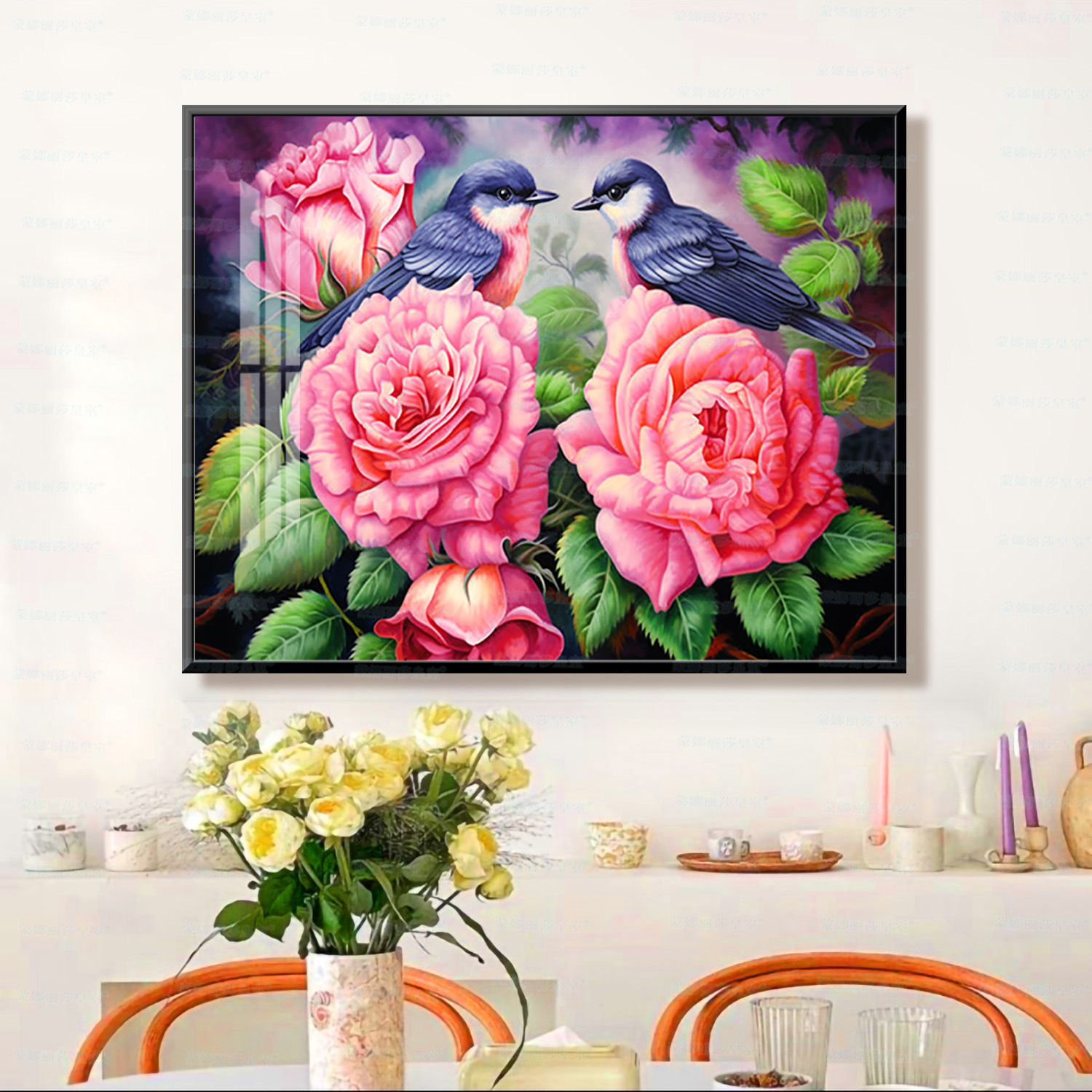 [Algodón importado] Mona Lisa real bordado de cruz, un nuevo bordado simple floral hecho a mano