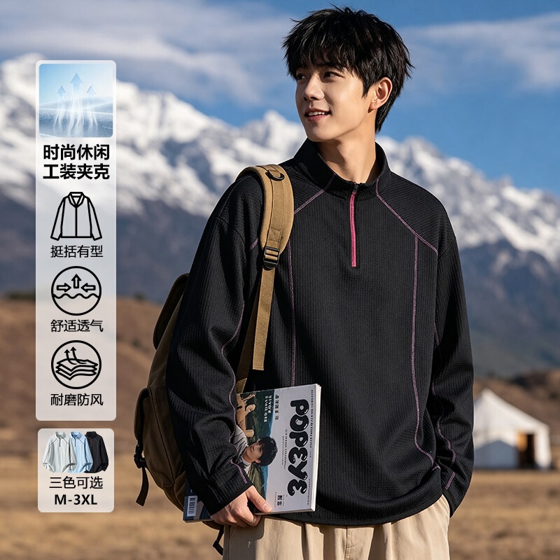 Dickies new autumn collection: half-zip sweatshirt for men, featuring the Dickies Hasselblad design