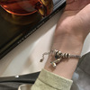 Retro brand silver bracelet heart shaped, accessory, simple and elegant design, silver 925 sample, wholesale