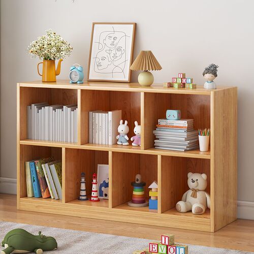 Bookshelf household bookcase simple floor-standing lattice cabinet storage cabinet living room bedroom low cabinet storage rack multi-layer bay window cabinet