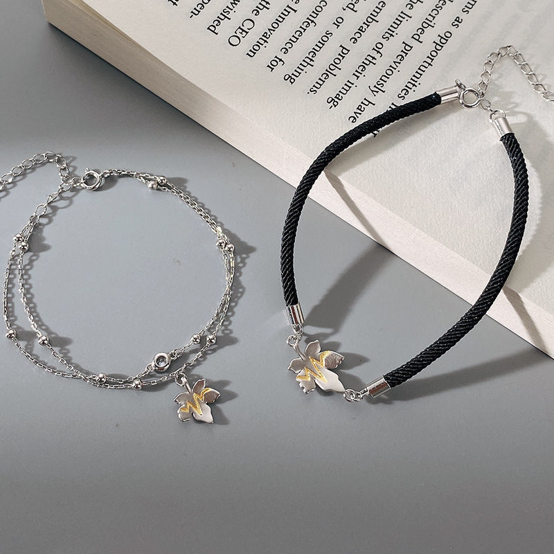 Pulsera hoja de arce para parejas joya elegante san valentín_voghion.com