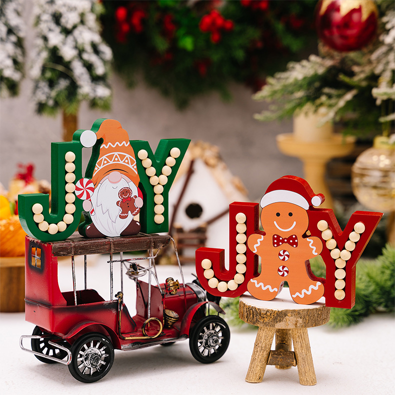 156g Weight Ornaments Home Textiles & Decor Type Ornaments Event & Party Supplies 1 Piece Quantity Party, Festival Occasion Wood Material Christmas Festival Gingerbread, Doll, Letter Pattern Cute Style Christmas Cute Gingerbread Doll Letter Wood Party Festival Ornaments 6
