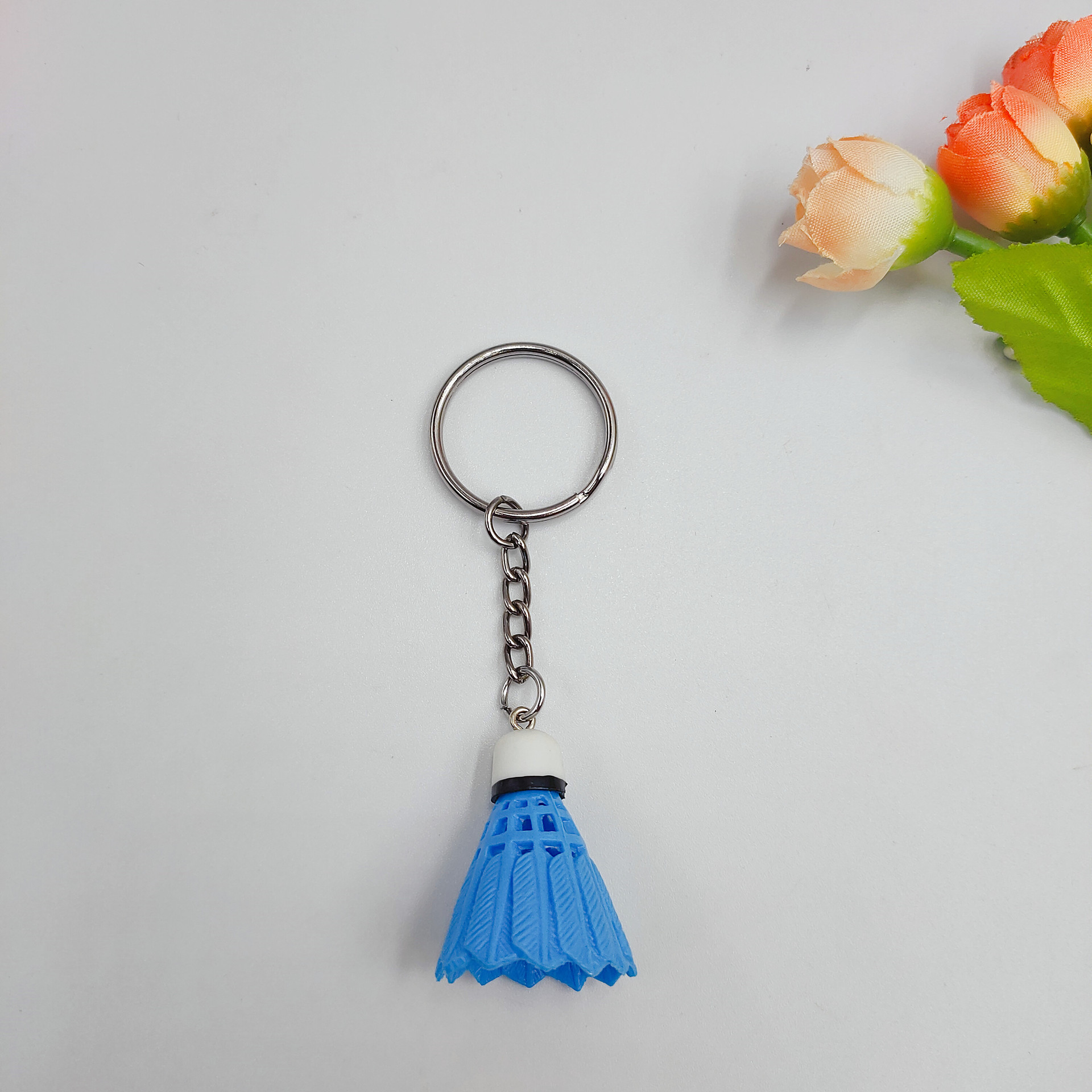 Mini pequeño tamaño de simulación de bádminton llavero colgante adornos deportivos ventiladores pequeños regalos transfronterizos