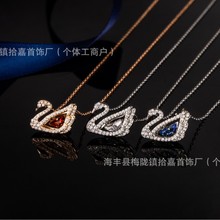 施家天鹅项链女 采用施华洛世奇水晶元素锁骨链厂家批发一件代发