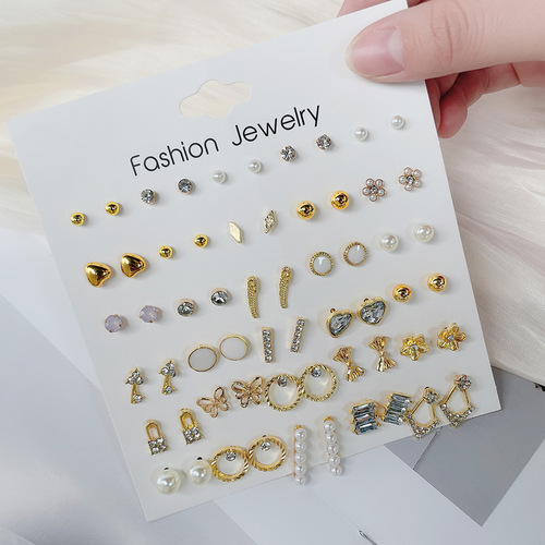 Wholesale 30 pairs of earrings and silver needles, Korean style suits, street stalls, simple and versatile, small and exquisite earrings, earrings design, cross-border