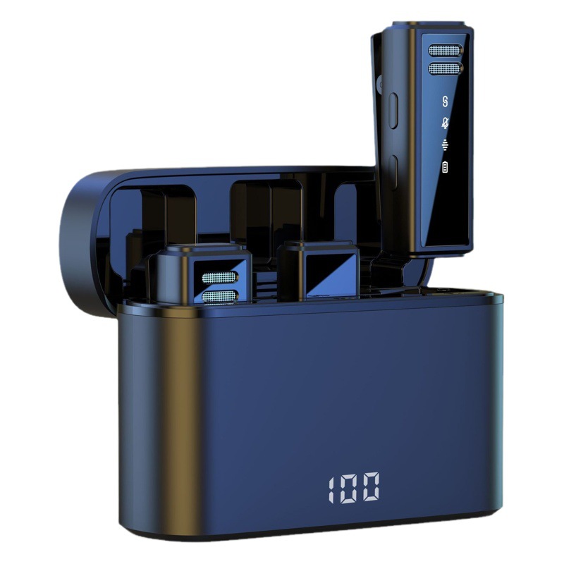 Nuevo micrófono inalámbrico de clip de cuello transfronterizo con compartimiento de carga teléfono móvil en vivo al aire libre grabación reducción de ruido radio micrófono