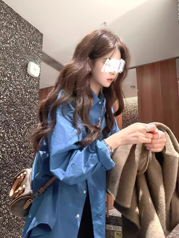 法式高级感蓝色衬衫外套女春季宽松长袖休闲超好看慵懒风衬衣上衣|undefined