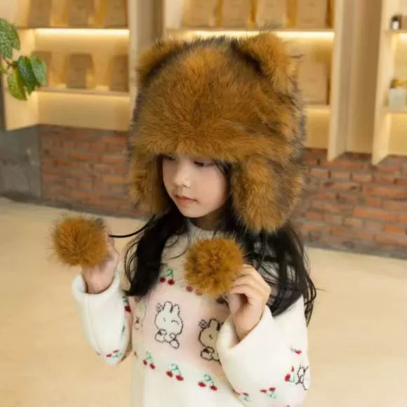Сетка красный енот детская ушная шапка новая имитация шерсти мула