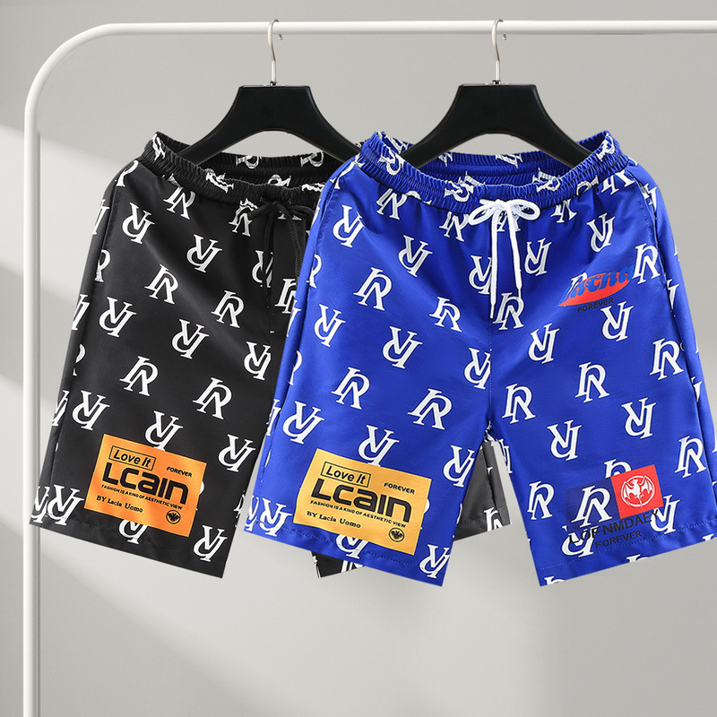 Issilke hurtigtørkende shorts, menns femkantede trendy merke uformell internettkjendis strand sosial ånd ung mann halv_voghion.com