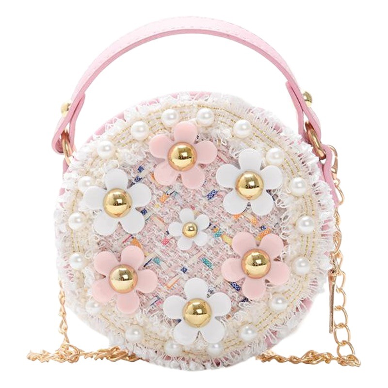 Bolso de los niños de las nuevas mujeres de moda Mini pequeño bolso redondo bolso de La Flor de moda pequeño bolso estilo coreano hombro crossbody Accesorios