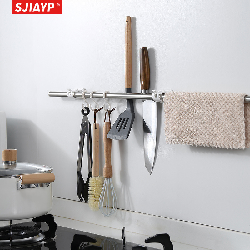 Japanese hole-free multi-functional retractable rod fixing clip household bathroom curtain rod transparent strong hooks cross-border product