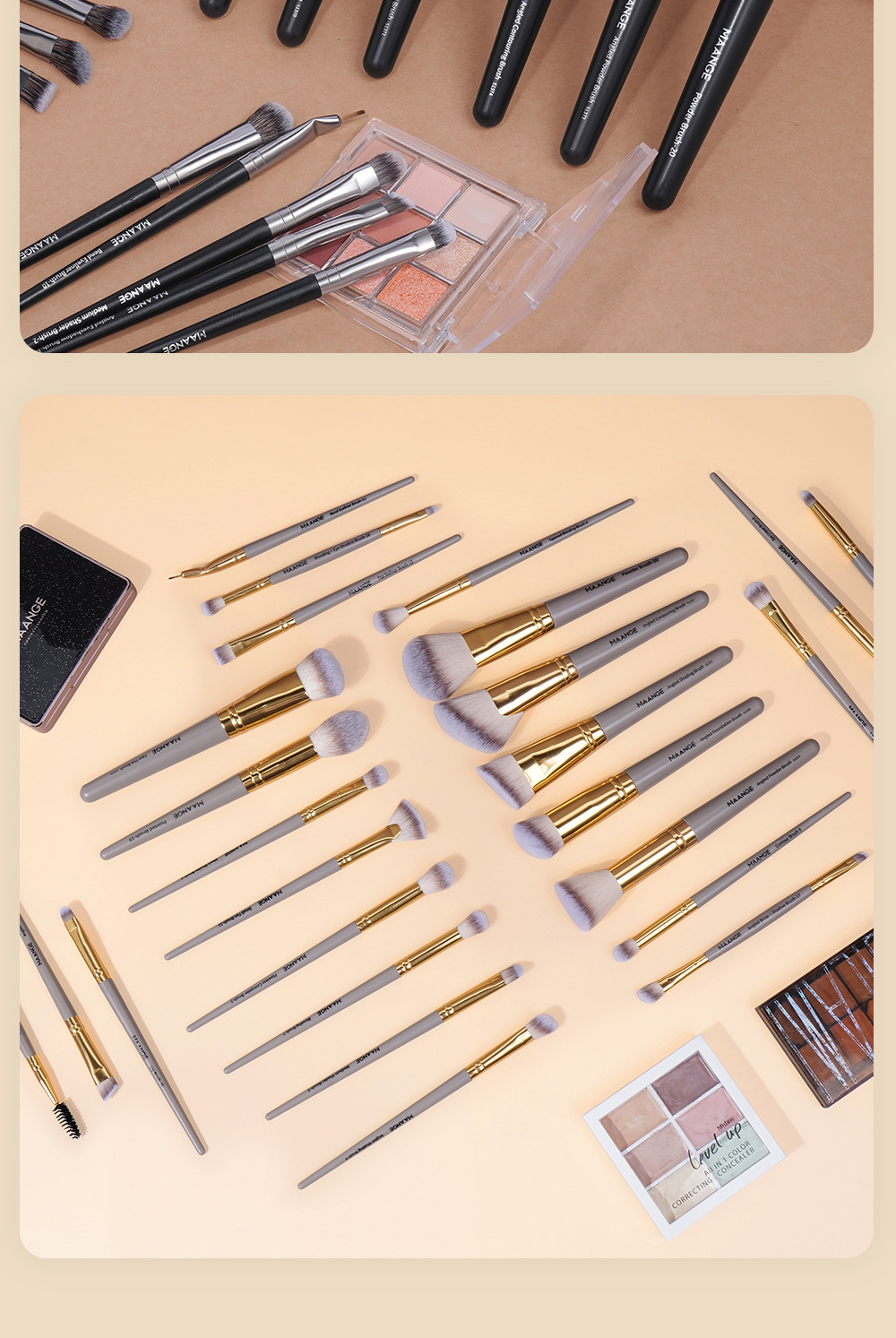 25 hochwertiges Set plus Box, Puder-Rouge-Lidschattenpinsel, professionelle Make-up-Werkzeuge_voghion.com