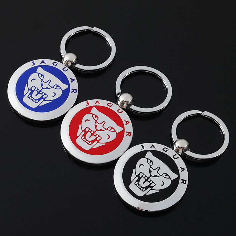 Cross-Border double-sided enamel Jaguar car logo metal keychain advertising car key ring chain ring pendant Cross-Border double-sided enamel Jaguar car logo metal keychain advertising car key ring chain ring pendant