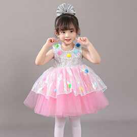 六一新款儿童演出服蓬蓬裙幼儿园表演服女童公主舞蹈服小夏季走秀