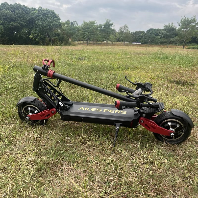 Runtu 10inch Dual-Drive Off-Road Electric Scooter Foldable Mobility Scooter for Adults and Youth Suitable for Commuting to Work