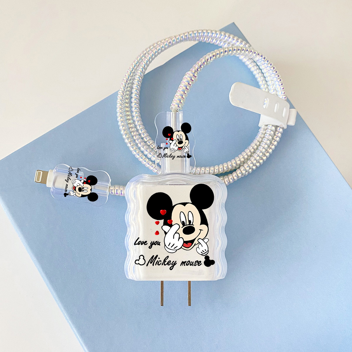 Apple 20w-YT1005 Bixin Mickey-오버레이 헤드기어+웨이브 라인 클립+1m 레이저 화이트 로프+화이트 스트랩