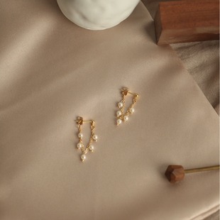 Natural Freshwater Pearl Gentle Earrings Women's Sweet Wheat Ears Tassel Slimming Earrings Women's Elegant Elegant Women's Earrings