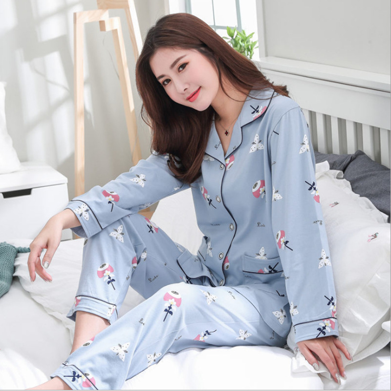 Pijamas para mujer Primavera Otoño Invierno 100% algodón de manga larga Otoño de mediana edad más tamaño madre desgaste del hogar traje