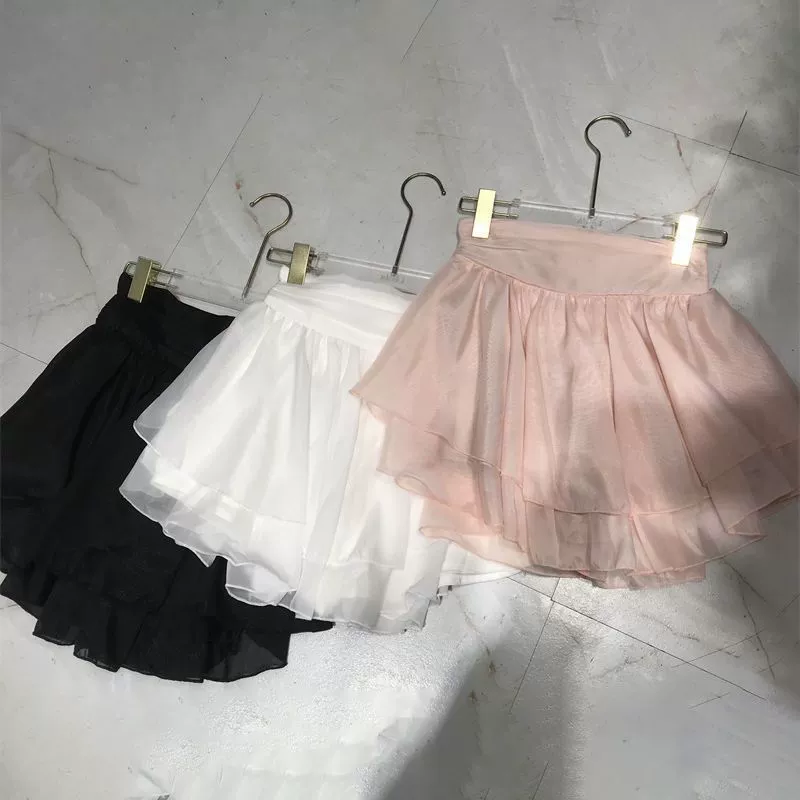 Балетная юбка Пушистая короткая марлевая юбка женская летом тонкая высокая талия свободная короткая юбка сетка шифон тонкий сладкий пол-поколения волос