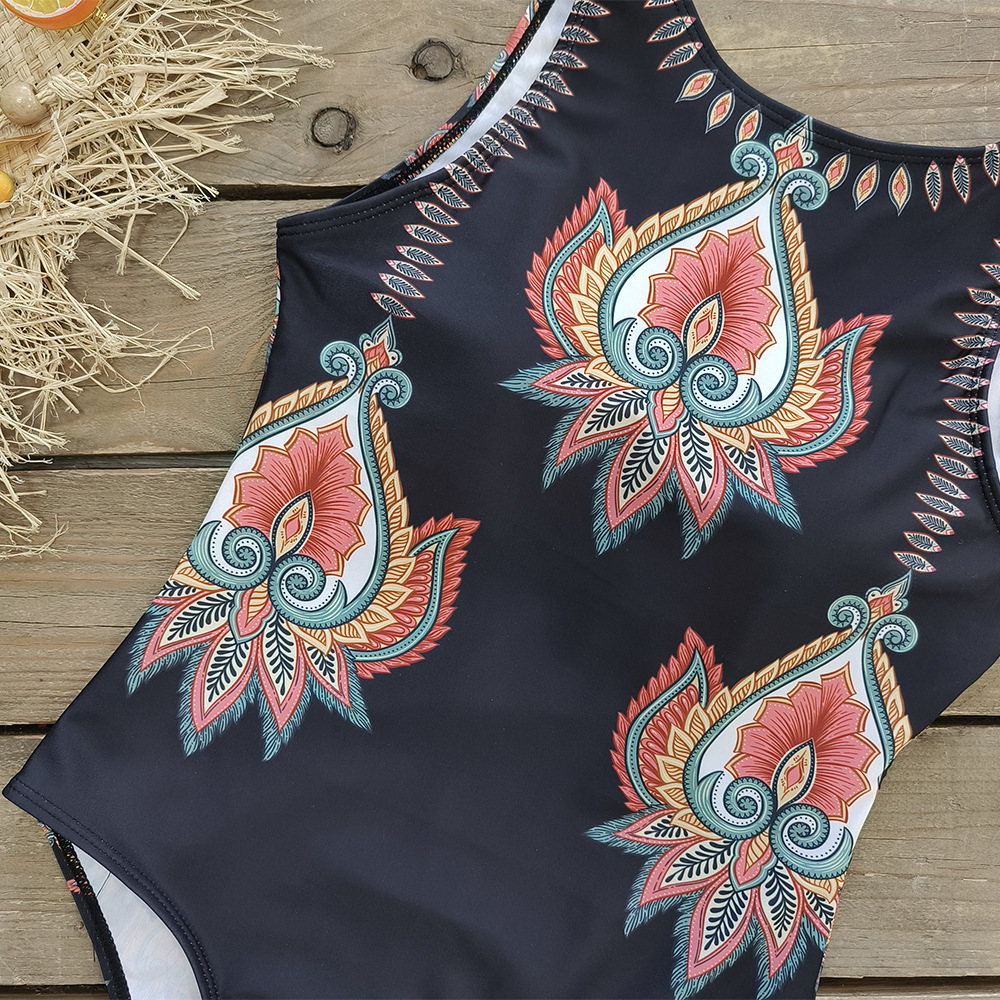 Round Neck Neckline Slim Fit Type Animal Pattern Women'S Tropical Animal 1 Piece One Piece Swimwear