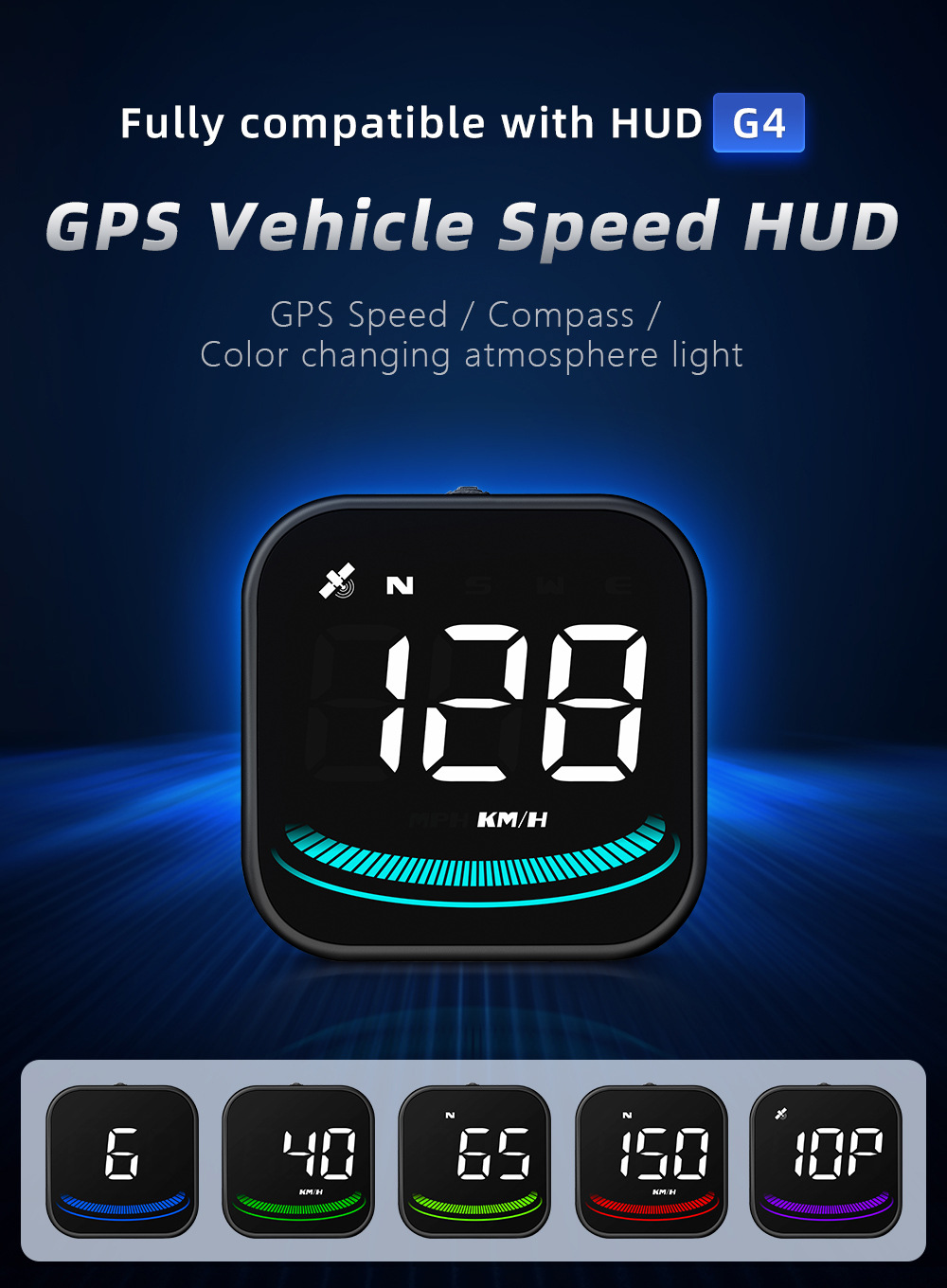 Car Head-Up Display Universal Hud Vehicle Gps Speedometer Speed Measurement Compass High-Definition Smart Display