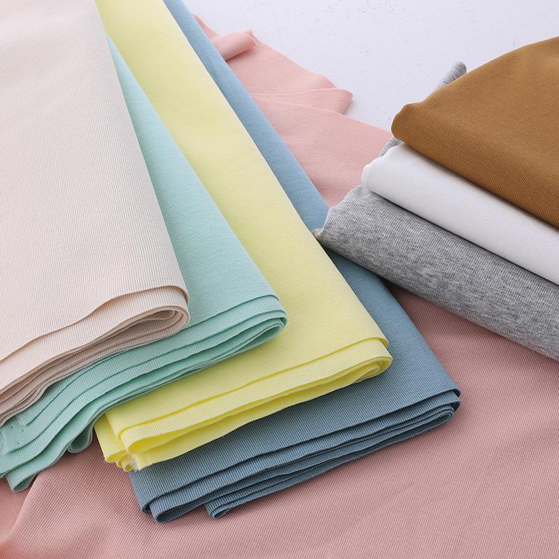 精梳纯棉高弹力罗纹针织布料夏天凉爽紧身显瘦时髦精佰搭t恤面料