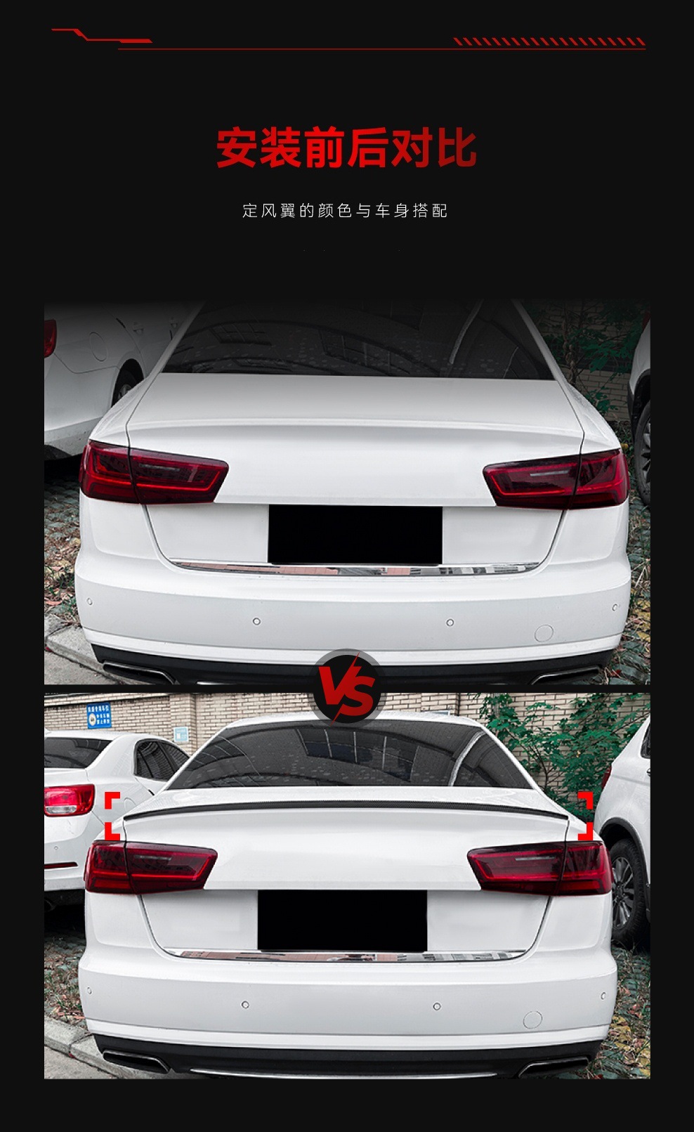 Suitable for 2012-2018 Audi A6 S6 C7 S Style Rear Wing Top Wing Spoiler Exterior Cross-Border Modification Accessories