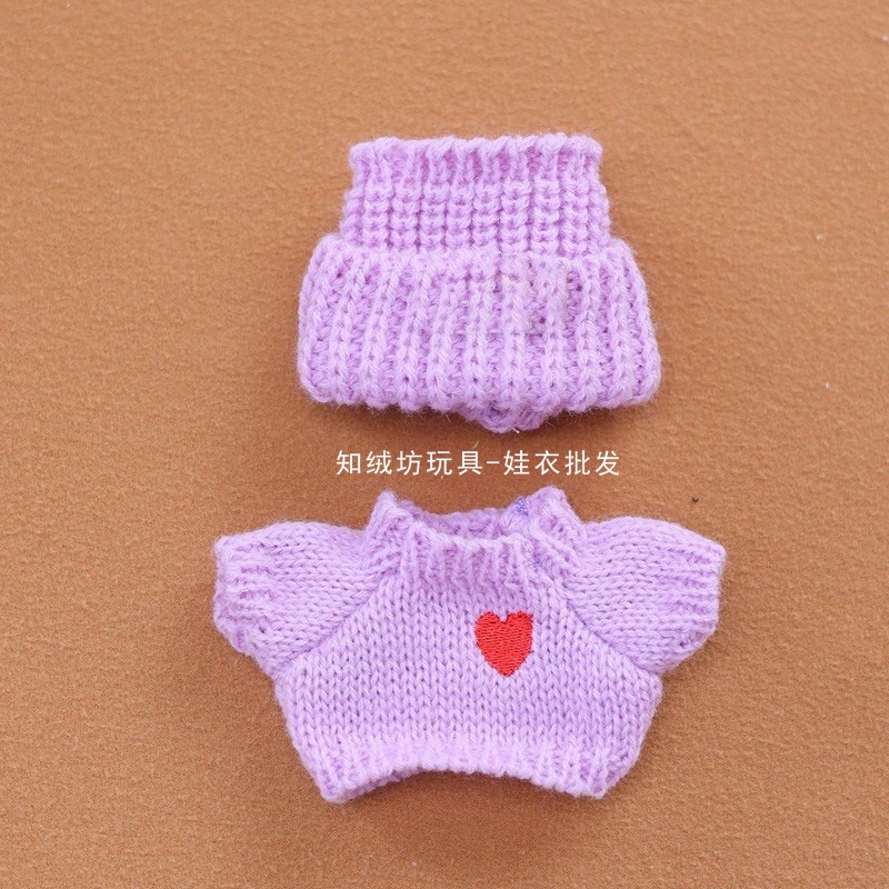 Purple embroidered heart + purple unlabeled beanie / Suitable for 17cm labubu