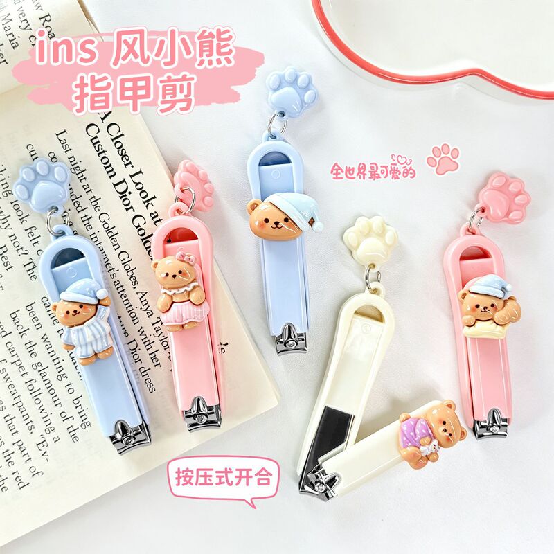 Cartoon Cute Goodnight Bear Nail Clipper Portable Cat Claw Nail Cutter Home Use Foldable Nail Trimmer