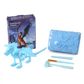 跨境红蓝火焰龙考古挖掘玩具拼装恐龙儿童考古仿真恐龙挖掘玩具
