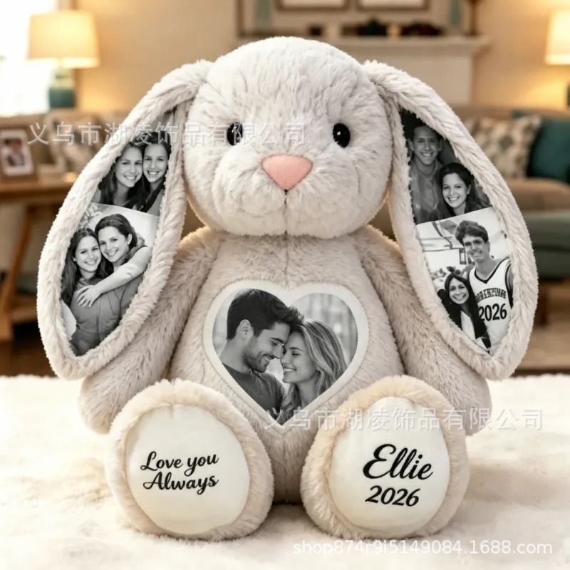 Muñeco de Peluche Conejo Orejas Largas de Algodón PP Bordado Personalizable para Regalos image 2