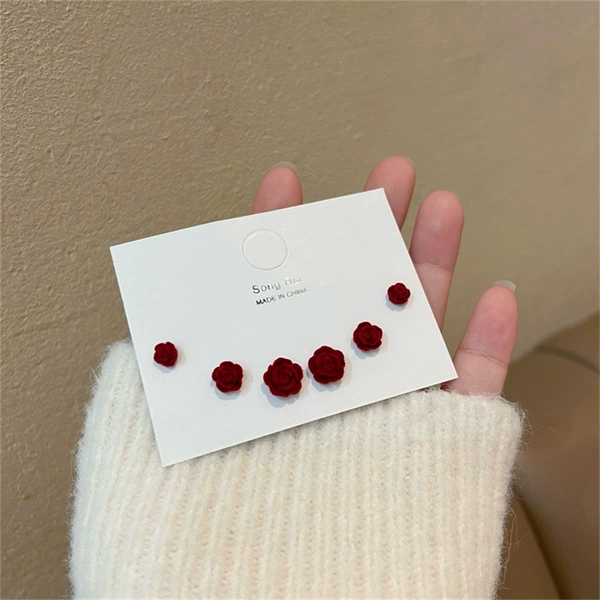 Sr683 burgundy camellia three-piece set