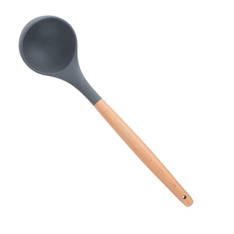 Utensilios de cocina de silicona, mango de madera, juego de 12 piezas, pala de cocina, sartén antiadherente, juego de utensilios de cocina para cocinar y hornear image 7