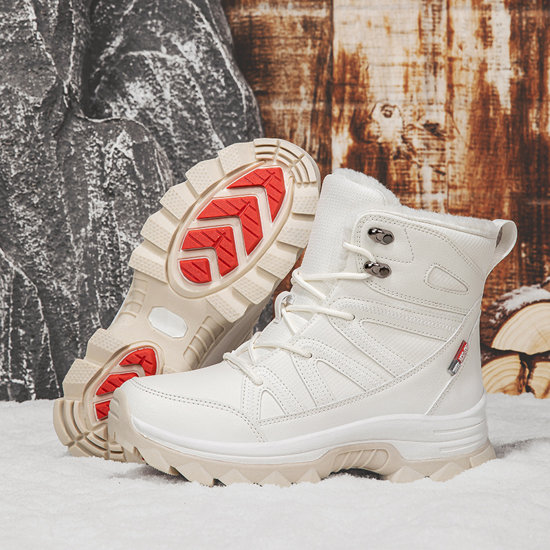 Botas de nieve al aire libre transfronterizas, zapatos de algodón impermeables y antideslizantes de invierno para mujeres con suela gruesa y terciopelo grueso para calentar el noreste de algodón bajo cero