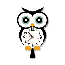 鹰猫头鹰可爱卡通动物设计印花挂钟彩色猫头鹰宝宝墙表家居艺术钟