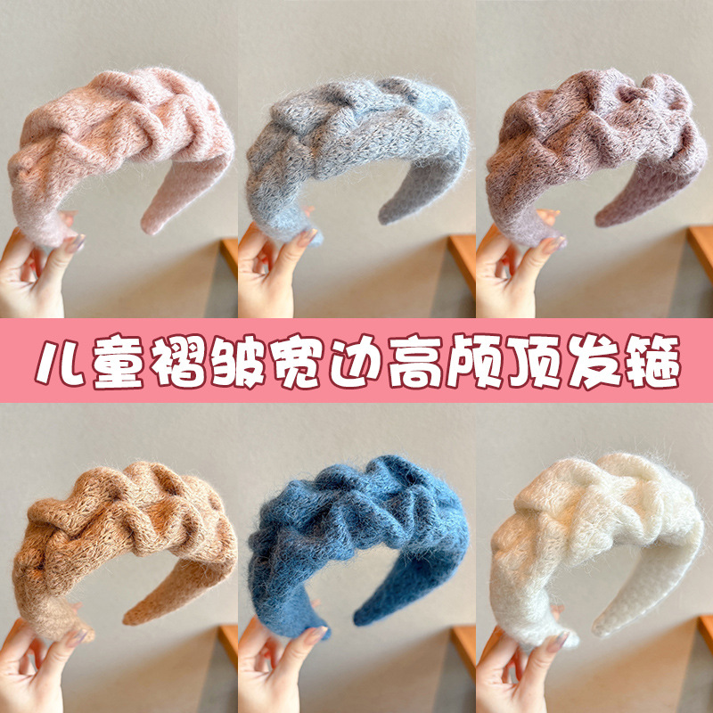 Azul leche blando, banda de cabello de cabello de cabello blanco, banda ancha de cabello de cabello alta, cráneo superior, banda de cabello suave.