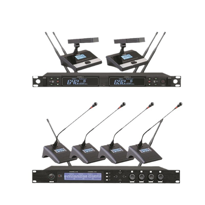 Micrófono inalámbrico profesional de uno a dos, cuatro a ocho canales FM, micrófono para cantar en casa, presentaciones, conferencias, audio