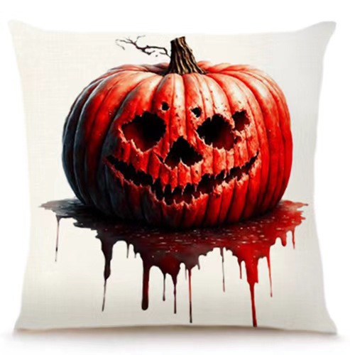 Transfronterizo Amazon Halloween impresión lino almohada cubierta bruja calabaza decoración doméstica almohada cubierta
