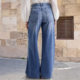 2025 Spring New European and American Cross-border Retro Wide-leg Jeans Women's Embroidered Stretch Straight Pants Casual Trousers
